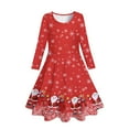 thumbnail image 1 of Girls Floral Print Long Sleeve Dress for Spring Autumn Christmas Party and Red 6-7 Years, 1 of 2
