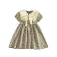 thumbnail image 1 of Girls' Floral Print Princess Dress Short Sleeve Casual Beach Outfit (18M-4 Years), 1 of 6