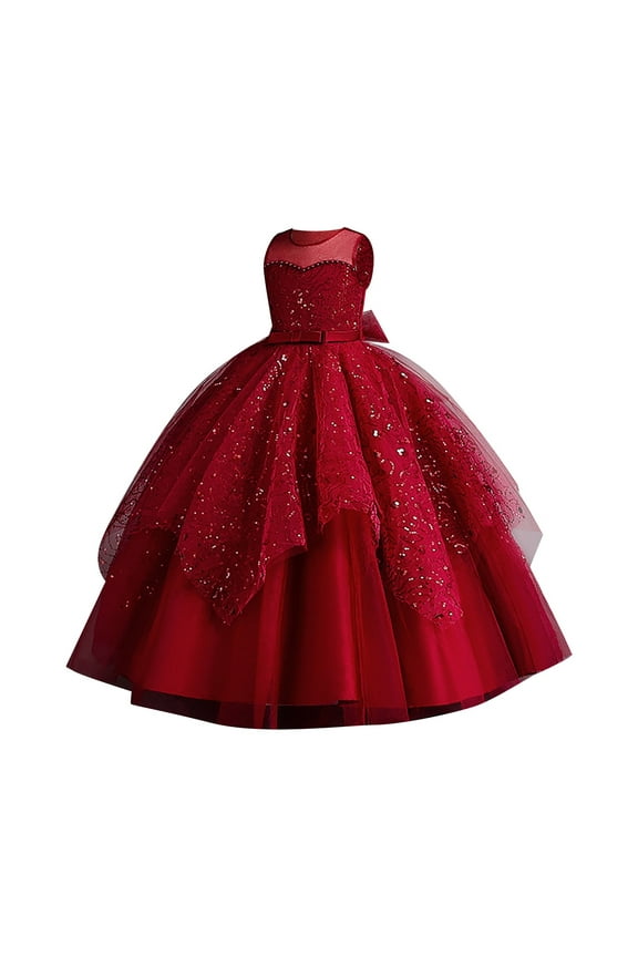 Girls Floral Summer Dress Sleeveless Round Neck Formal Party Dresses For Kids Embroidered Flower Girl Bridesmaid Birthday Prom Maxi Casual Dresses 10-11 Years