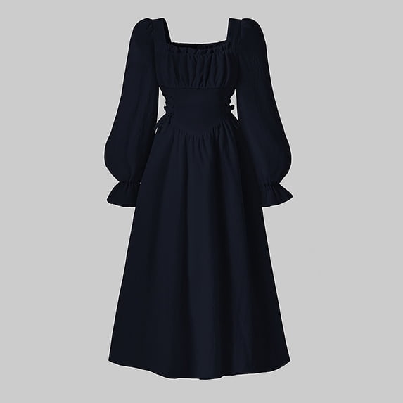 Girls Flower Girl Dress Flower Prints Princess Dress Girls Summer Dress for Girls Teens Elastic Waist for Holiday Party (Navy,12-13 Years)