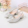 thumbnail image 1 of Girls Flower Girl Shoes, Glitter Slingback Heels with Rhinestone Bow for Weddings and Formal Events Silver 9.5, 1 of 6