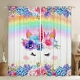 thumbnail image 1 of Flower Unicorn Curtains 42x90 inch Cartoon Unicorn 30%-50% Blackout Curtains 30-50%,Rainbow Unicorn Curtains Drapes,Kawaii Unicorn Window Curtains 2 Panels for Living Room, 1 of 6