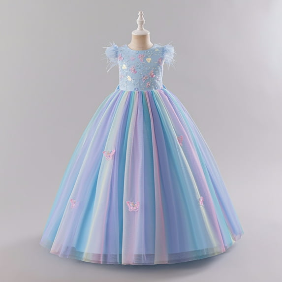 Girls Flower Maxi Dress Bridesmaid Wedding Pageant Party Princess Dress Boho Vintage Lace Dance Gown