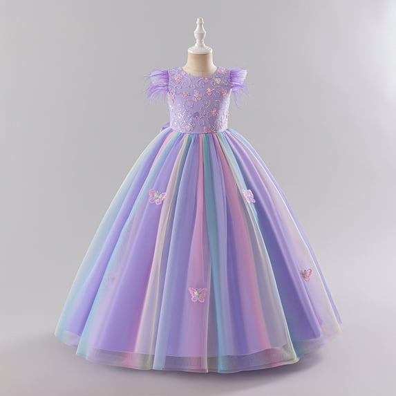 Girls Flower Maxi Dress Bridesmaid Wedding Pageant Party Princess Dress Boho Vintage Lace Dance Gown