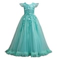 thumbnail image 1 of Girls Flower Ruffle Lace Princess Long Dress Kids Tulle Pageant Formal Party Wedding Floor Dance Evening Gown, 1 of 4