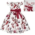 thumbnail image 1 of Girls Flower Short Sleeve A-Line Dress Crewneck Birthday Dresses for 3-9Y, 1 of 6