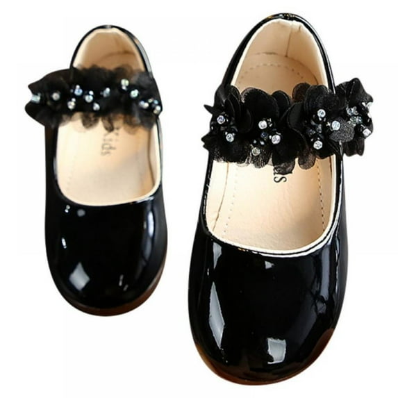 Girls Flower Single Princess Flat Shoes Leather Sandals