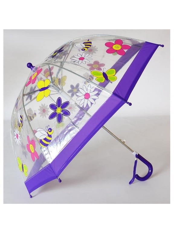 Girls Flowers Clear Dome Umbrella