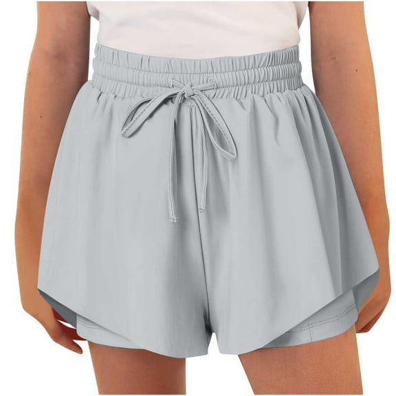 Girls Flowy Shorts 2 in 1 Preppy Butterfly Shorts Baggy Elastic High Waisted Cheer Athletic Casual Short Cute Clothes