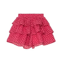 Girls Flowy Shorts Toddler Girls Summer Ruffle Scooter Skirts High Waist Elastic Wide-Leg Floral Skorts Skirt for Kids