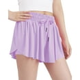 thumbnail image 1 of Girls Flowy Shorts,Youth/Toddler Kids Butterfly Shorts with Spandex Liner 2-in-1 for Running,Sports,Athletic,Fitness,Tennis,(Purple), 1 of 5