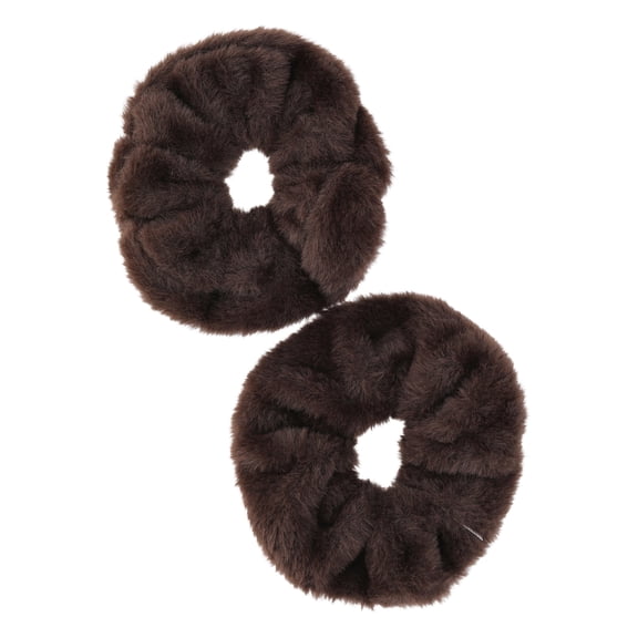 Girls Fluffy Scrunchies Set, 2-Piece: Super Soft Faux Fur Hair Ties for High Ponies, Messy Buns, and More, Pull-On Design, Only at Walmart