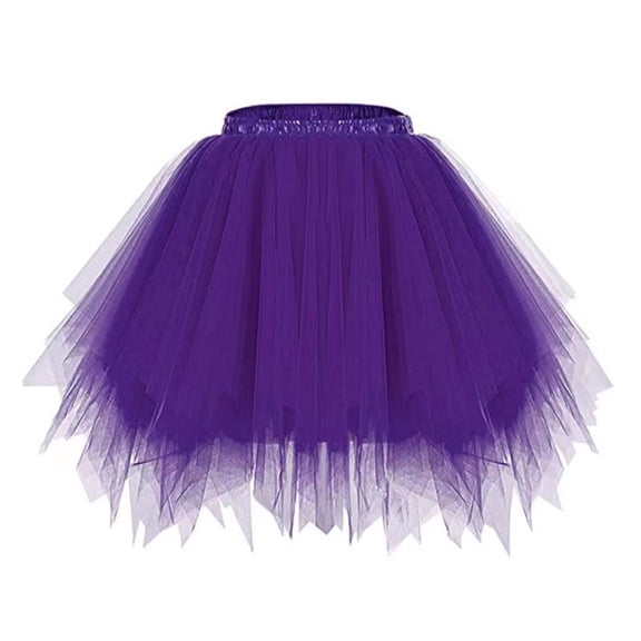 Girls Fluffy Tulle Skirts Princess High Low Layered Fairy Irregular Tutu Mesh Skirts for Ballet Dance Performance Purple, 3-8Y