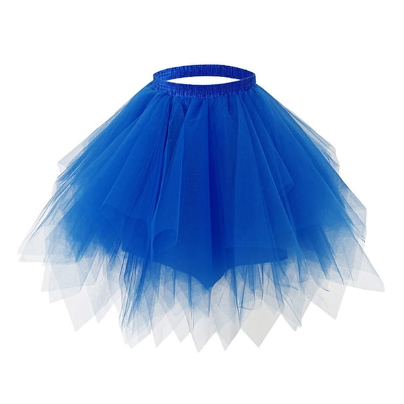 Girls Fluffy Tulle Skirts Princess High Low Layered Fairy Irregular Tutu Mesh Skirts for Ballet Dance Performance Sky Blue, 3-8Y