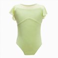 thumbnail image 1 of Girls Flutter Sleeve Dance Leotard with Mesh Detail,Classic Ballet Bodysuit, 1 of 8