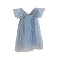 thumbnail image 1 of Girls Flutter Sleeve Party Dress Sequin 3D Wing Mesh Ball Gown Dress, 1 of 6