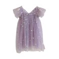 thumbnail image 1 of Girls Flutter Sleeve Party Dress Sequin 3D Wing Mesh Ball Gown Dress, 1 of 6