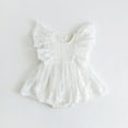 thumbnail image 1 of Girls Fly Sleeve Floral Embroider Ruffle Lace Romper Bodysuits, 6-9 Months, White, 1 of 7