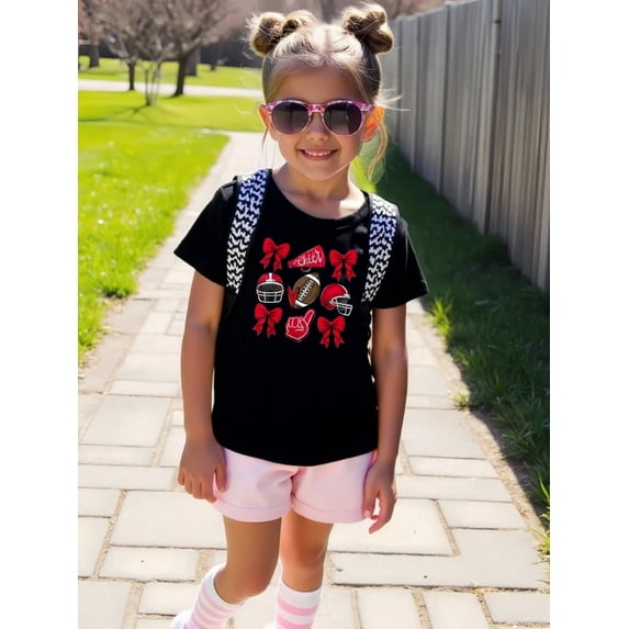 MAWOTEA Girls Football Graphic T-shirts for Outdoor Sports and Daily Wearing, Young Girls T-Shirts, Size from 3-13Y