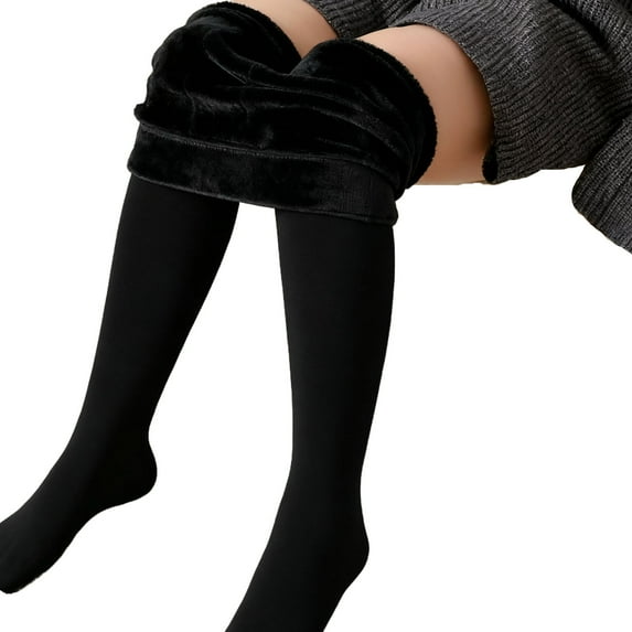 Girls Footed Tights Sherpa Fleece Lined 220g/140g Thick Warm Stretch Leggings Super Soft Winter Jeggings Pants (6-10 Years, Black|220g)