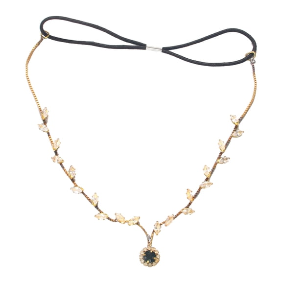 Girls Forest Theme Forehead Chain Rhinestone Pendant Leaf Crown for Photography