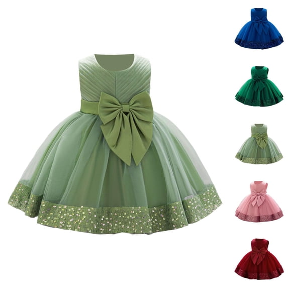 Girls Formal Dress Gown with Sequins and Lace Trim, Toddler Flower Girl Pageant Wedding Princess Birthday Party Dress, Tulle Tutu Ball Gown with Sequin Bowknot