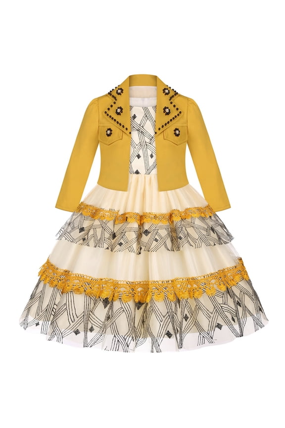 Girls Formal Dress Layered Cake Tutu Skirt For Piano Recital Performance Party Occasion