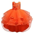 thumbnail image 1 of Girls Formal Dress A Line Flower Girl Dress Summer Sleeveless Princess Catwalk Performance Birthday Party Pageant Ball Gown Dresses For Toddler Girl Orange Size 4-5 Years, 1 of 8