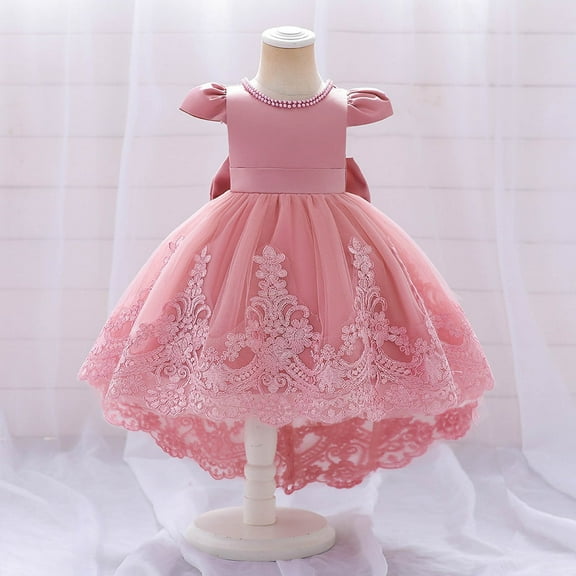 Girls Formal Dress Puff Sleeve Ball Gown Dresses Tulle Dress Girls Birthday Outfit for Girls 6-12 Months