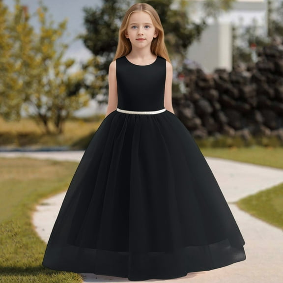 Girls Formal Dresses Girls Black Dress Tulle Dresses for Girls Birthday Princess Dress Up Clothes for Girls 10-12 Years