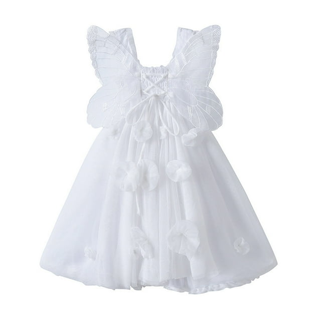 Girls Formal Dresses Toddler Fly Sleeve Butterfly Tulle Suspenders ...