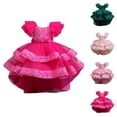 thumbnail image 1 of Girls Formal Pageant Dress with Detachable Train, Ruffle Tulle Skirt, Elegant Bow & Tutu Princess Ball Gown for Wedding, Recital, Birthday & Prom, 1 of 7