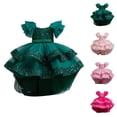 thumbnail image 1 of Girls Formal Pageant Dress with Detachable Train, Ruffle Tulle Skirt, Elegant Bow & Tutu Princess Ball Gown for Wedding, Recital, Birthday & Prom, 1 of 7