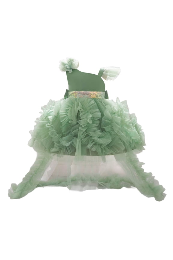 Girls Formal Party Dress - Long Train Gown for Birthday and Pageant, Elegant Special Occasion Dress for Wedding and Performances