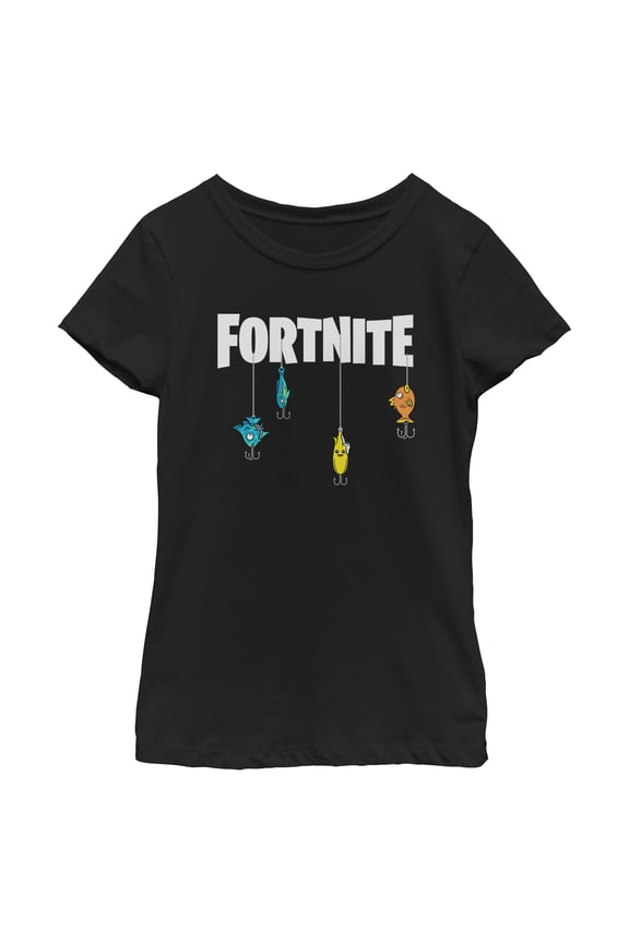 Girls Fortnite Fishing Lure White Logo T Shirt