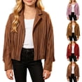 thumbnail image 1 of Girls Fringe Jacket Western Cowgirl Tassel Motorcycle Cardigan Cropped Coat 5-14 Years Kids Fall Outerwear for Halloween Carnival, 1 of 6