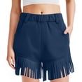thumbnail image 1 of Girls Fringe Shorts Faux Suede Shorts Western Tassels Shorts with Pockets Boho 70s Hippie Spring Fall Cowgirl Shorts 5-14 Years, 1 of 6