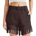 thumbnail image 1 of Girls Fringe Shorts Faux Suede Shorts Western Tassels Shorts with Pockets Boho 70s Hippie Spring Fall Cowgirl Shorts 5-14 Years, 1 of 6