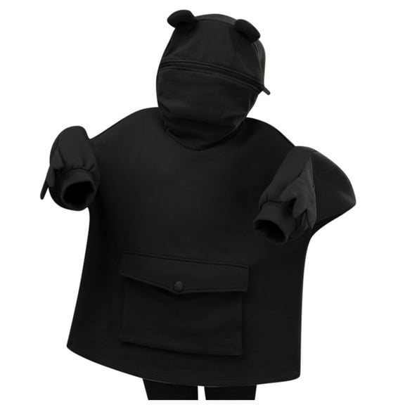 Girls Frog Hoodies Zipper Mouth Hooded Pullover Sweatshirt with Large Pocket