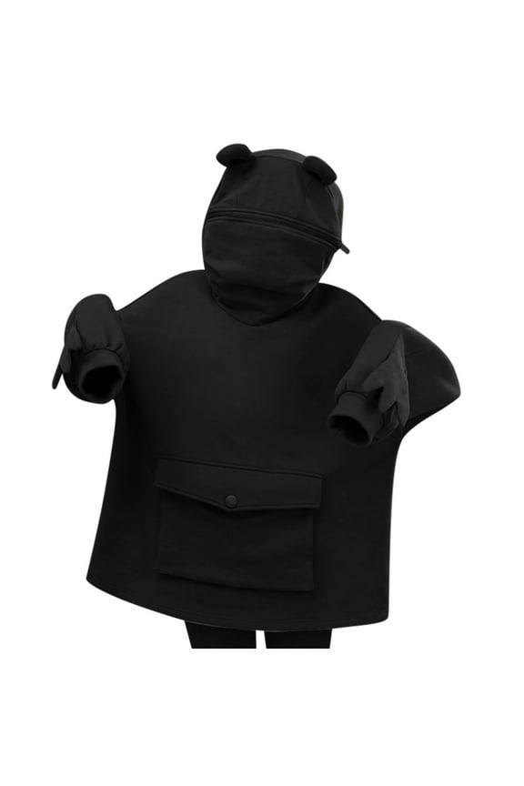 Girls Frog Hoodies Zipper Mouth Hooded Pullover Sweatshirt with Large Pocket