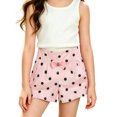 thumbnail image 1 of Girls Front Bow Pleated Printed Shorts Elastic Back Waist Multi Pattern Lightweight Loose Kids Summer Casual Shorts(Pink2,3-4 Years), 1 of 6