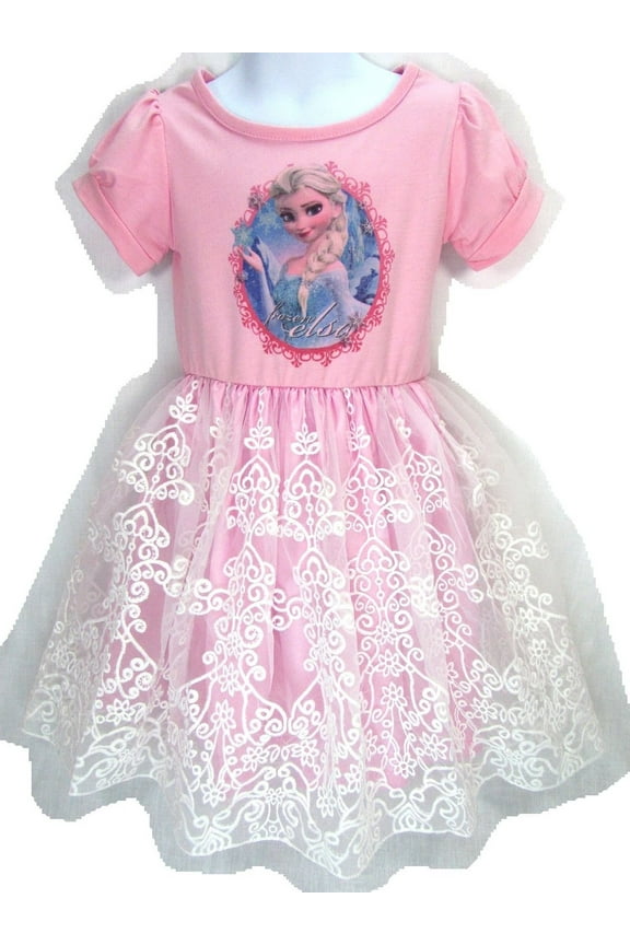 Girls Frozen Inspired Elsa Dress Pink Size 3