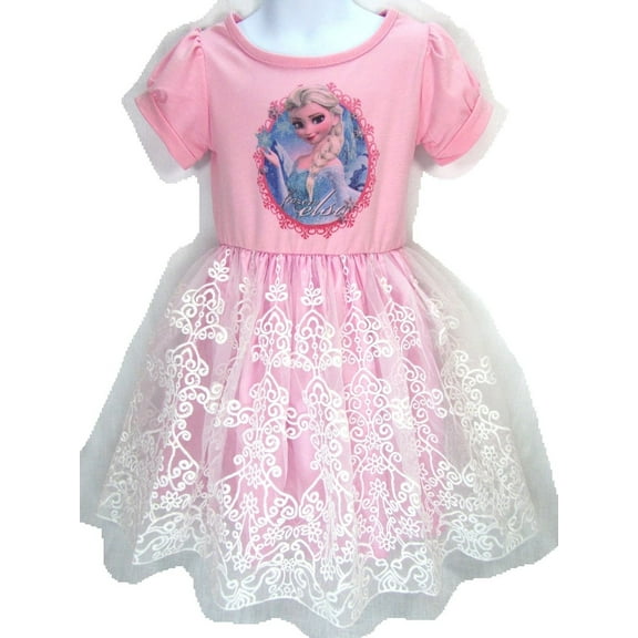 Girls Frozen Inspired Elsa Dress Pink Size 4