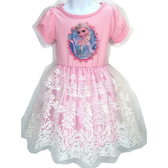 Girls Frozen Inspired Elsa Dress Pink Size 4