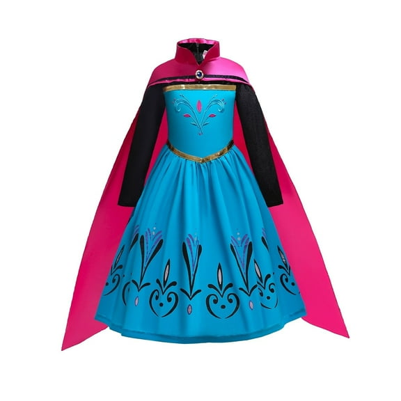 Girls Frozen Princess Anna Dress Long Sleeved Princess Costume Princess Accessories for Halloween,Size 2-13T