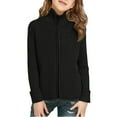 thumbnail image 1 of Girls Full Zip Ribbed Knit Cardigan Sweater with Stand Collar Long Sleeves Casual Outerwear for Kids, 1 of 6
