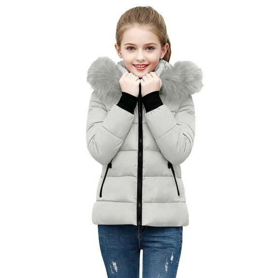 Girls Full Zip Up Puffer Jacket Kids Winter Warm Parka Quilted Coats Boys Hooded Outerwear with Pockets