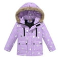 thumbnail image 1 of Girls' Furry Collar Hooded Parka Coat Heavyweight Puffer Coat Windproof Full Zip Long-Sleeve Outerwear with Pockets for Winter Outings & Holiday Gatherings, 1 of 7