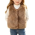 thumbnail image 1 of Girls Furry Fleece Sleeveless Waistcoat, Solid Leisure Warm Vest Coat, Lightweight Winter Layering Outerwear for Kids Daily Wear 4-5 Years, 1 of 7