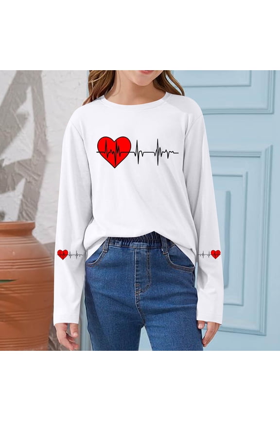 Girls Future Doctor Shirt Medical Themed Long Sleeve Top with Heartbeat EKG Graphic Soft Stretchy Kids Tee White,Size 2-3 T